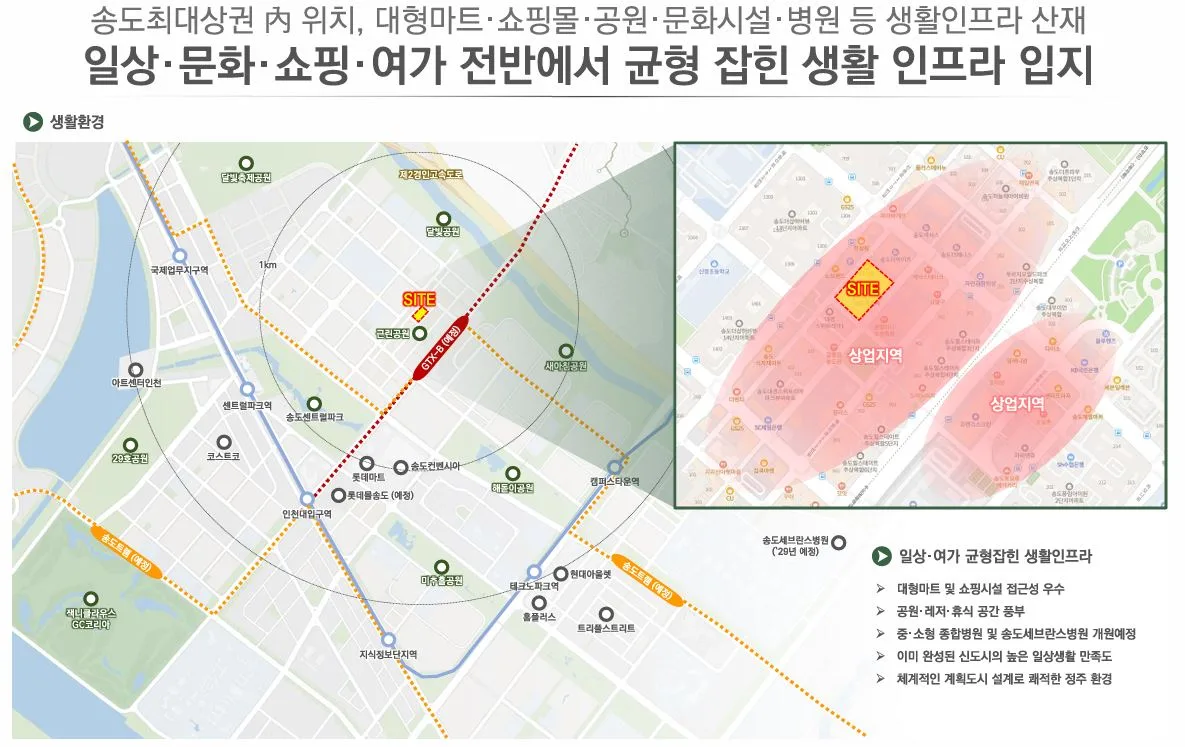 송도 월드메르디앙 에클라 생활 인프라 - 센트럴파크, 대형마트 인접